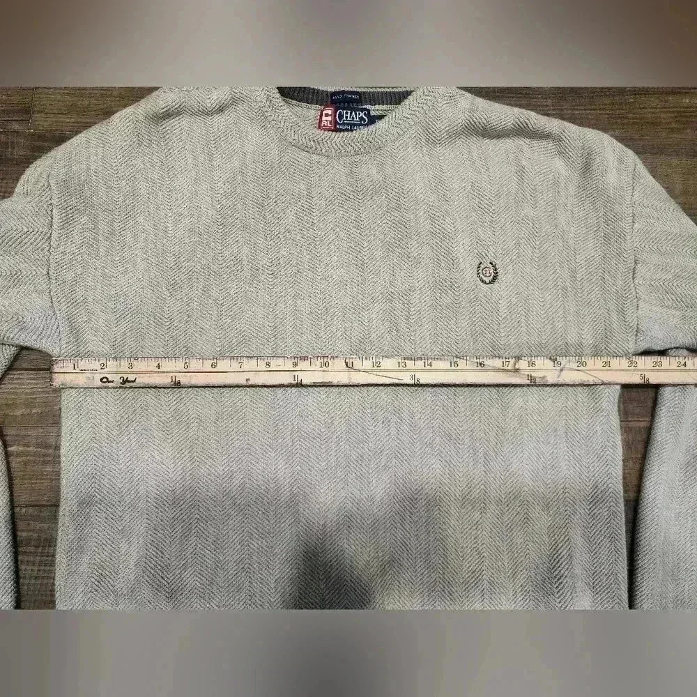 Vintage Chaps Ralph Lauren Hand Framed Sweater S XLARGE Beige Herringbone 90’s - Picture 5 of 6